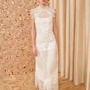 Ulla Johnson Flora Eyelet Lace Linen Maxi Dress